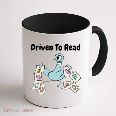 Driven To Read Pigeon Library Reading Books Reader Coffee Mug back