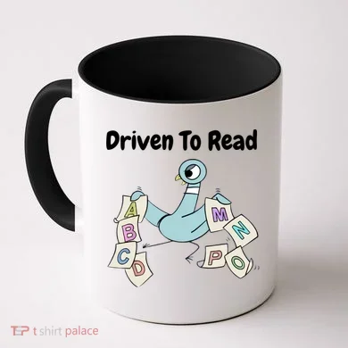 Driven To Read Pigeon Library Reading Books Reader Coffee Mug