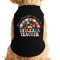 Dyslexia Teacher Retro Dyslexia SPED Therapist Rainbow Doggie Tank thumb 0