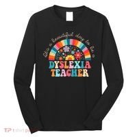 Dyslexia Teacher Retro Dyslexia SPED Therapist Rainbow Long Sleeve Shirt thumb 0