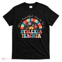 Dyslexia Teacher Retro Dyslexia SPED Therapist Rainbow T-Shirt thumb 0