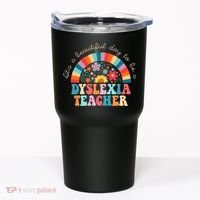 Dyslexia Teacher Retro Dyslexia SPED Therapist Rainbow Tumbler thumb 0