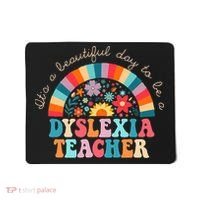 Dyslexia Teacher Retro Dyslexia SPED Therapist Rainbow Mousepad thumb 0