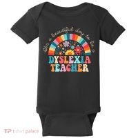 Dyslexia Teacher Retro Dyslexia SPED Therapist Rainbow Baby Bodysuit thumb 0