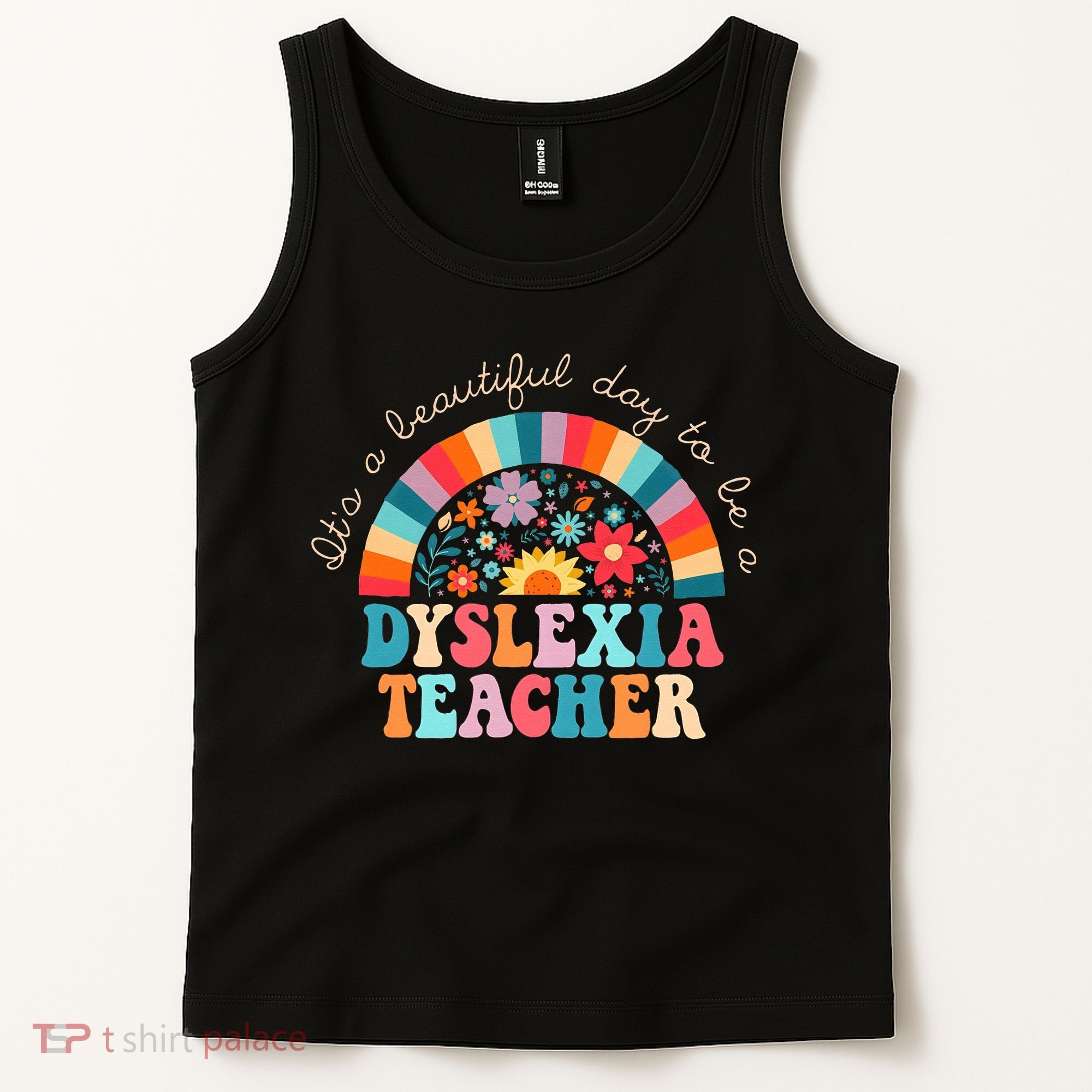 Dyslexia Teacher Retro Dyslexia SPED Therapist Rainbow Tank Top