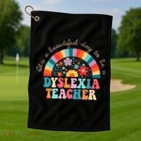 Dyslexia Teacher Retro Dyslexia SPED Therapist Rainbow Golf Towel thumb 1