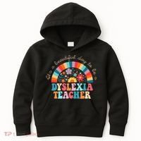 Dyslexia Teacher Retro Dyslexia SPED Therapist Rainbow Kids Hoodie thumb 0