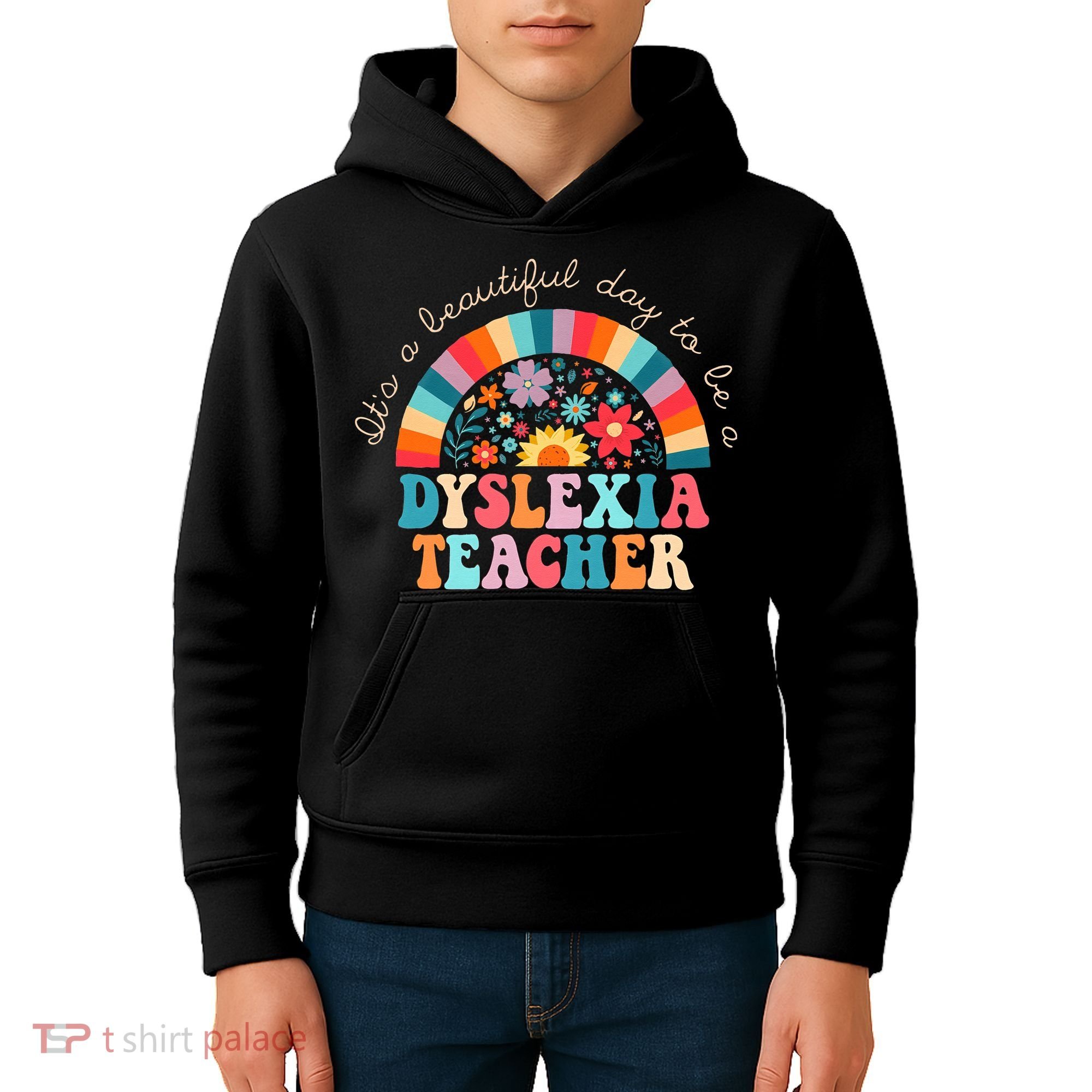 Dyslexia Teacher Retro Dyslexia SPED Therapist Rainbow Kids Hoodie