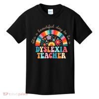 Dyslexia Teacher Retro Dyslexia SPED Therapist Rainbow Kids T-Shirt thumb 0