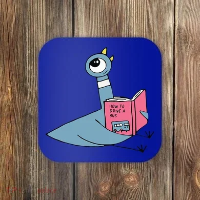 Driven To Read Pigeon Library Reading Books Reader Coaster