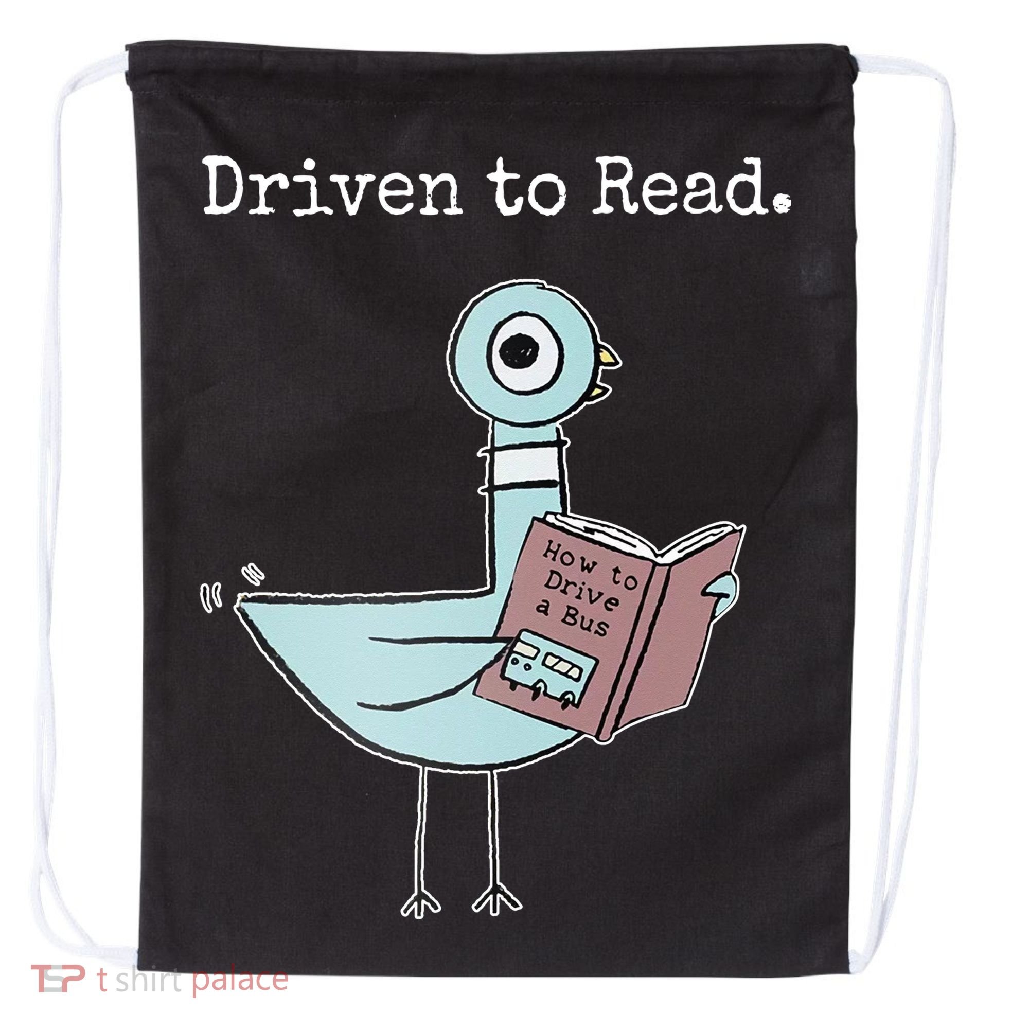 Driven To Read Pigeon Book Drawstring Bag