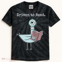 Driven To Read Pigeon Book Kids Tie-Dye T-Shirt thumb 0