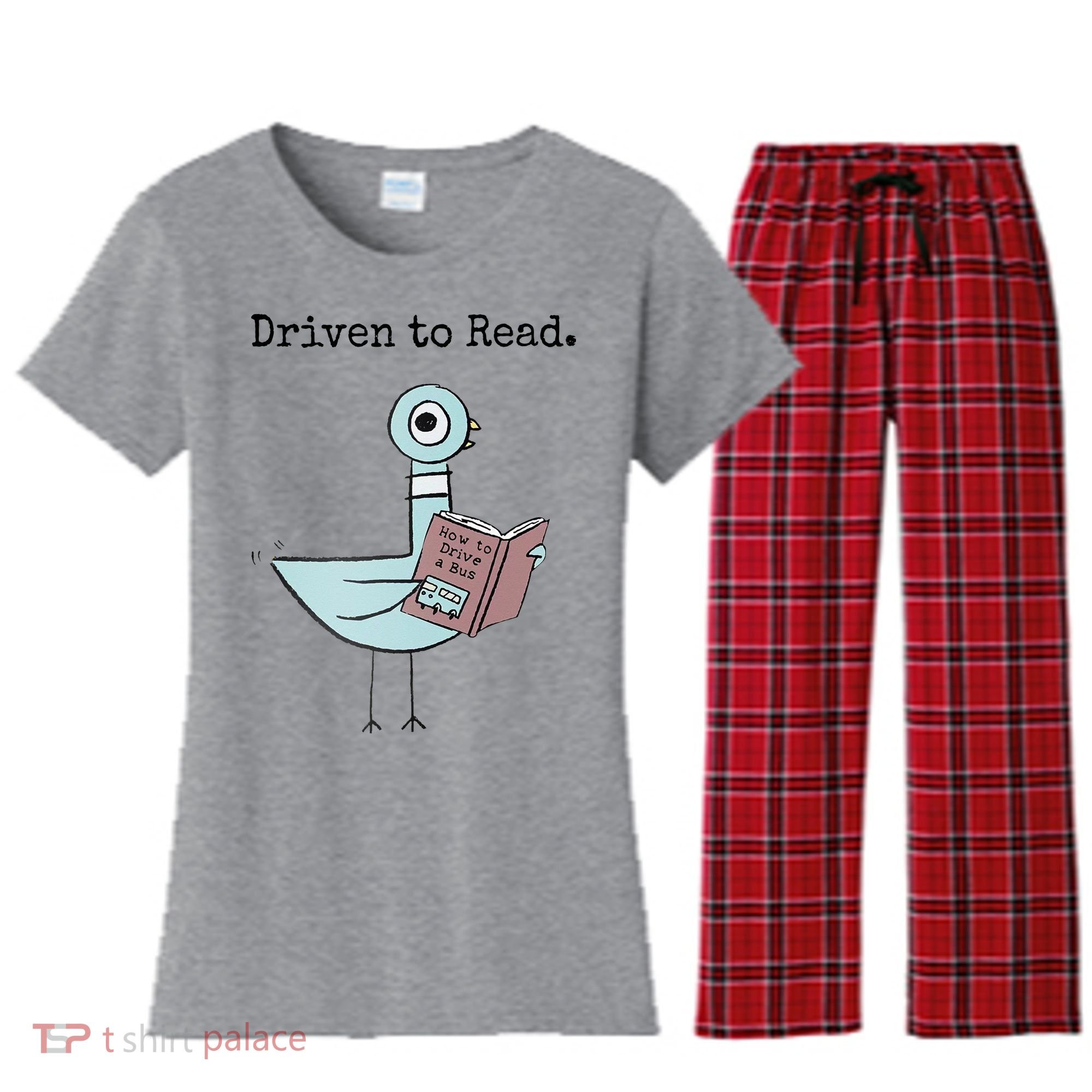 Driven To Read Pigeon Book Women's Flannel Pajama Set