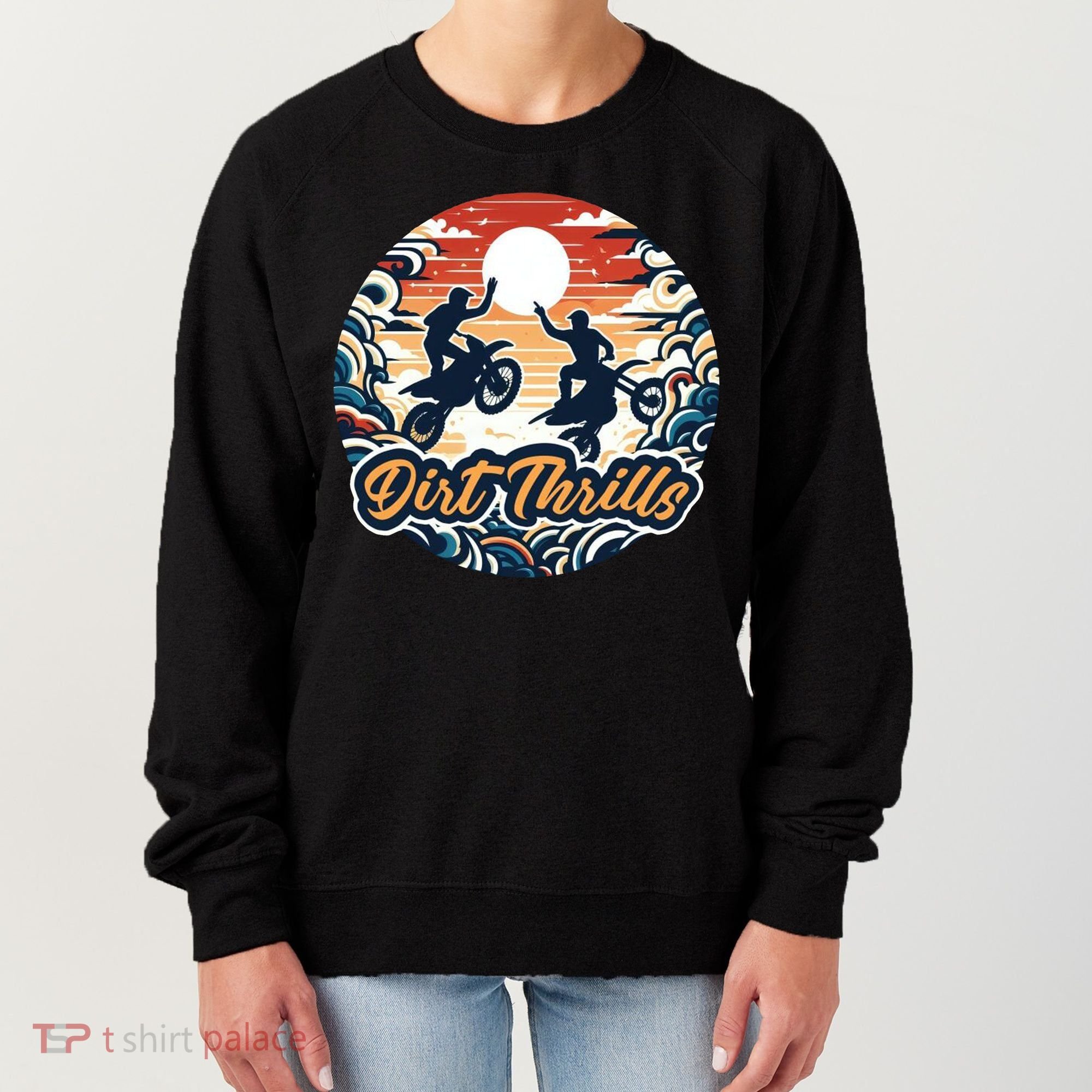 Dirt Thrills Retro Sunset Motocross Women's Sweatshirt