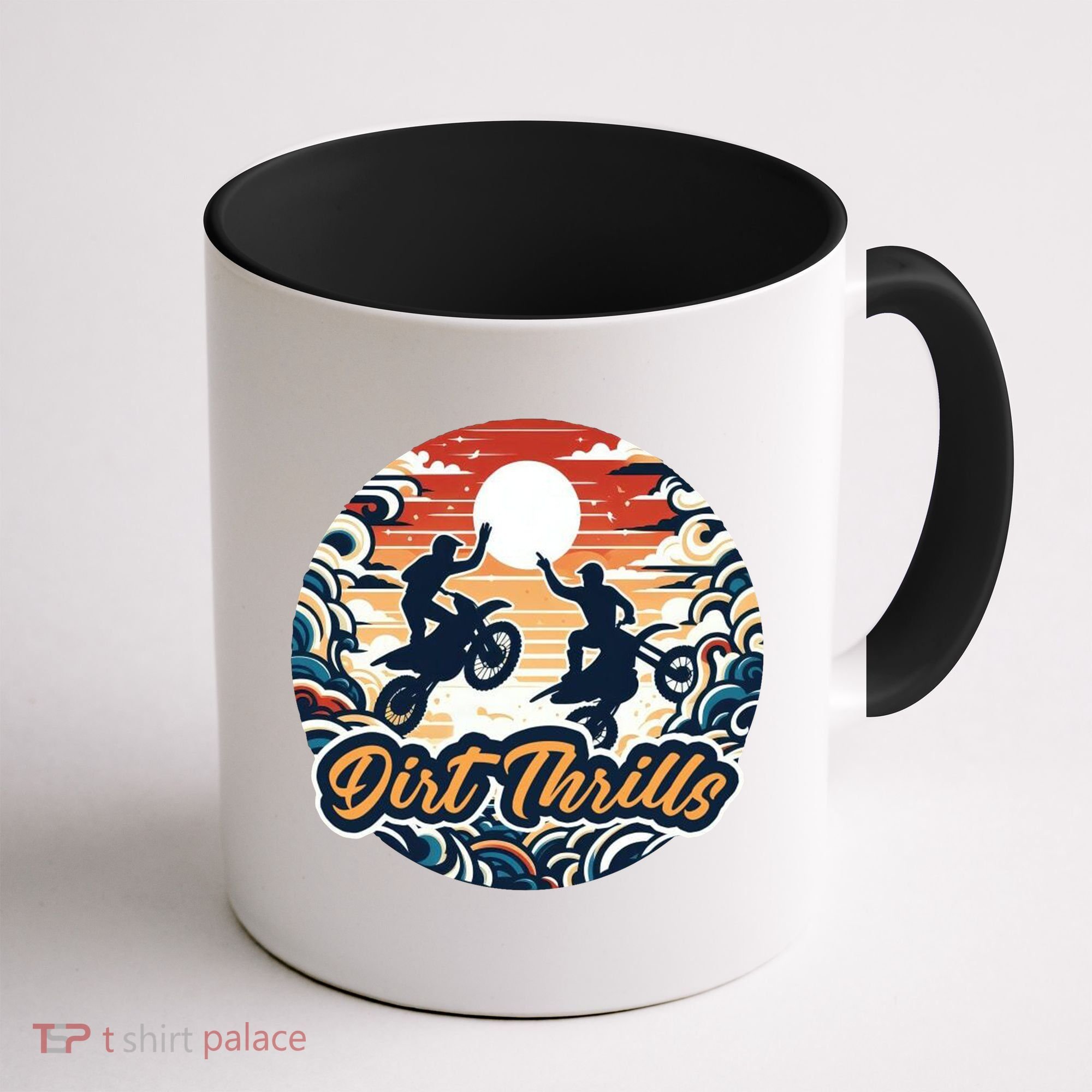 Dirt Thrills Retro Sunset Motocross Coffee Mug