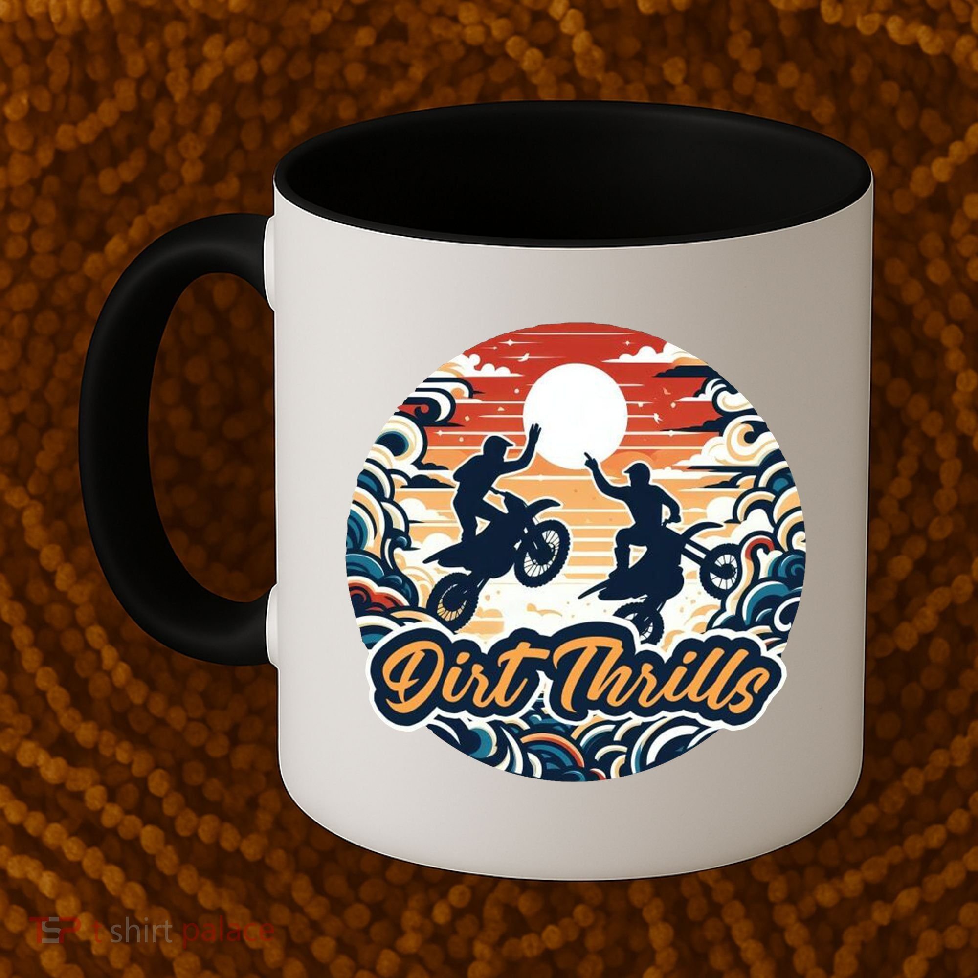 Dirt Thrills Retro Sunset Motocross Coffee Mug