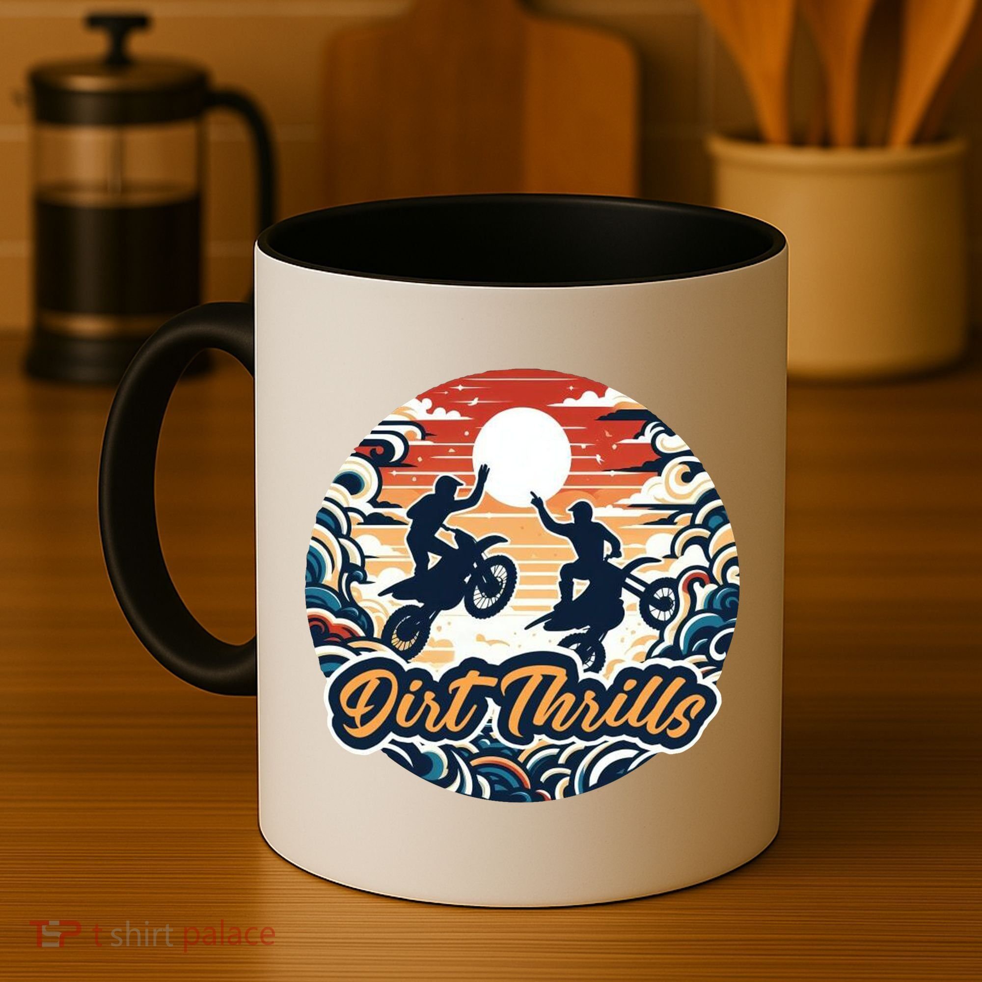 Dirt Thrills Retro Sunset Motocross Coffee Mug