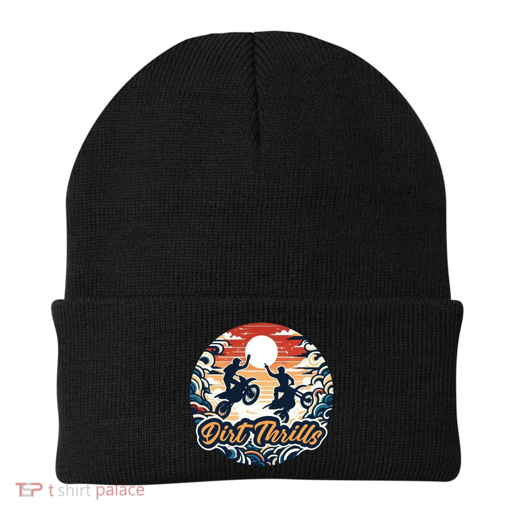 Dirt Thrills Retro Sunset Motocross Beanie