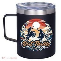 Dirt Thrills Retro Sunset Motocross 12oz Stainless Steel Coffee Mug thumb 2