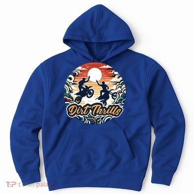 Dirt Thrills Retro Sunset Motocross Hoodie