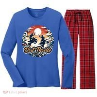 Dirt Thrills Retro Sunset Motocross Women's Long Sleeve Flannel Pajama Set  thumb 0