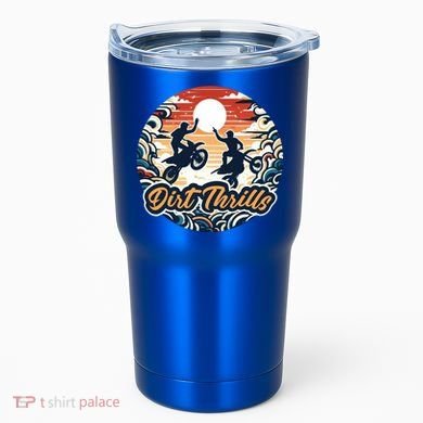 Dirt Thrills Retro Sunset Motocross Tumbler