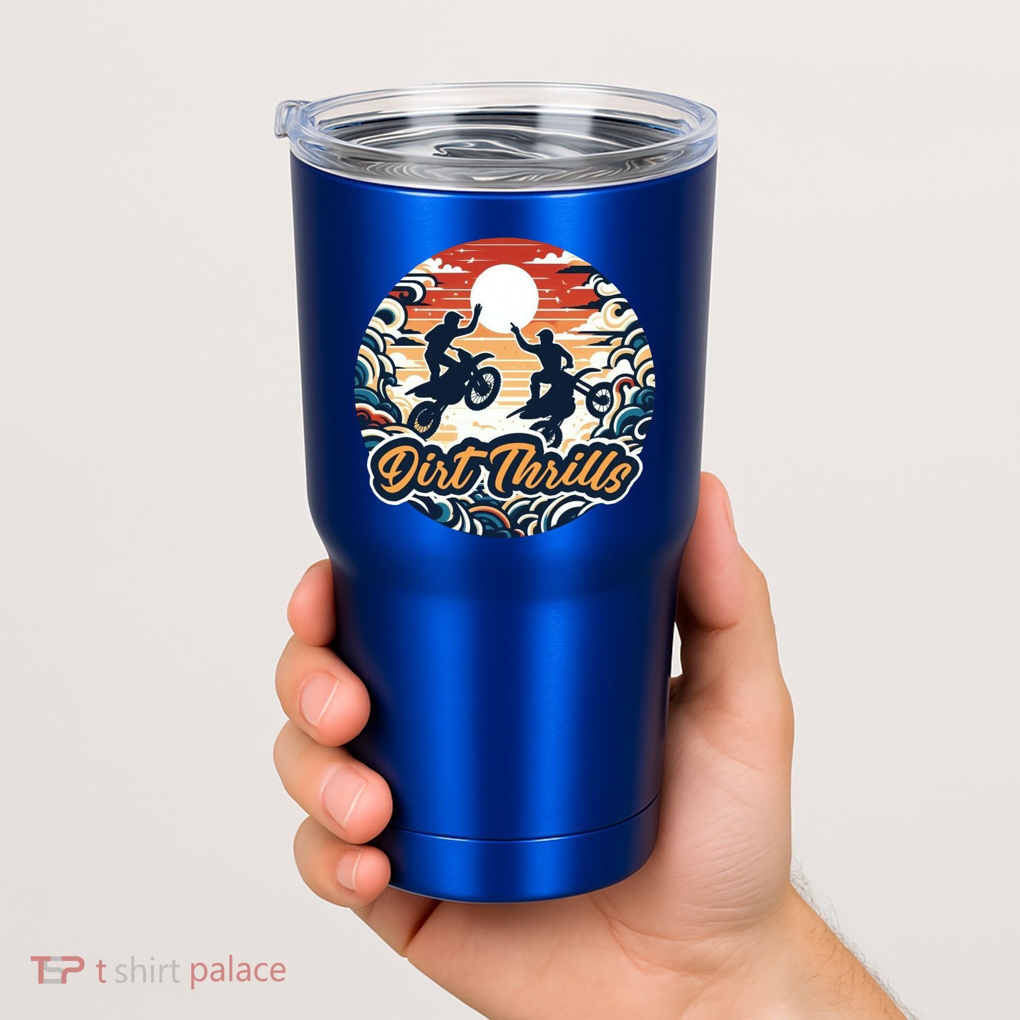 Dirt Thrills Retro Sunset Motocross Tumbler