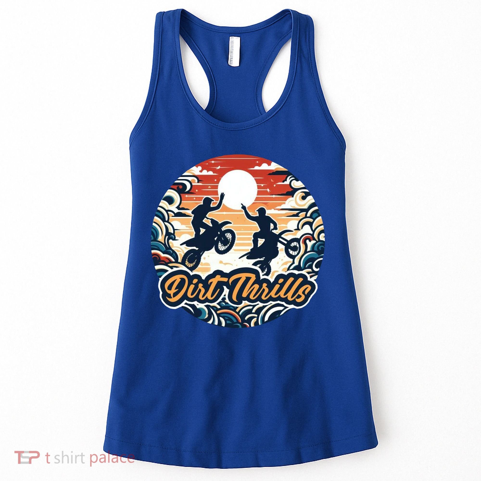 Dirt Thrills Retro Sunset Motocross Women's Tank Top