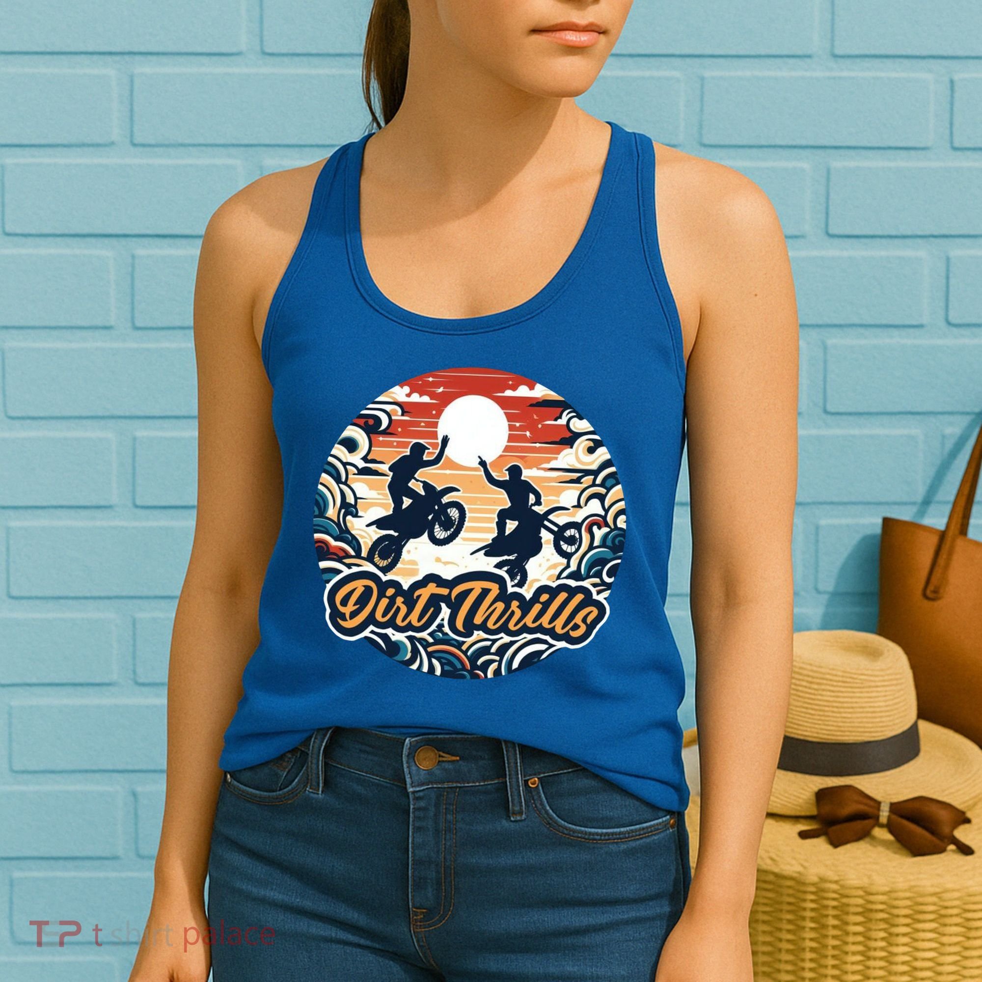 Dirt Thrills Retro Sunset Motocross Women's Tank Top