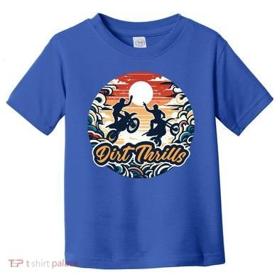Dirt Thrills Retro Sunset Motocross Toddler T-Shirt