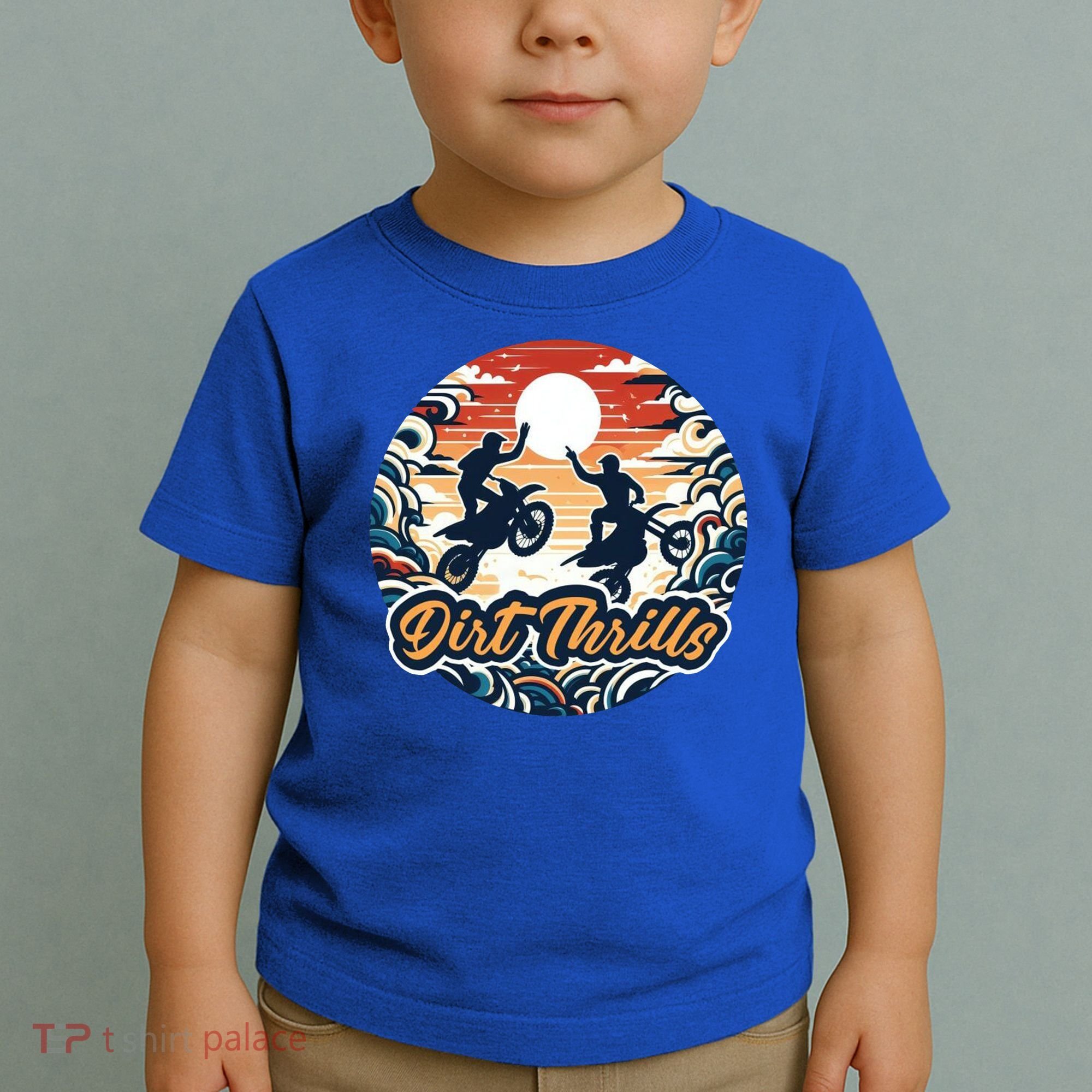 Dirt Thrills Retro Sunset Motocross Toddler T-Shirt