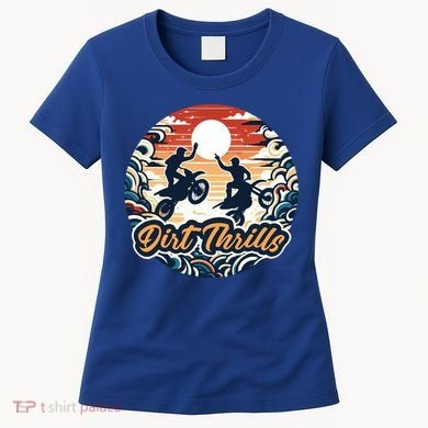 Dirt Thrills Retro Sunset Motocross Women's T-Shirt