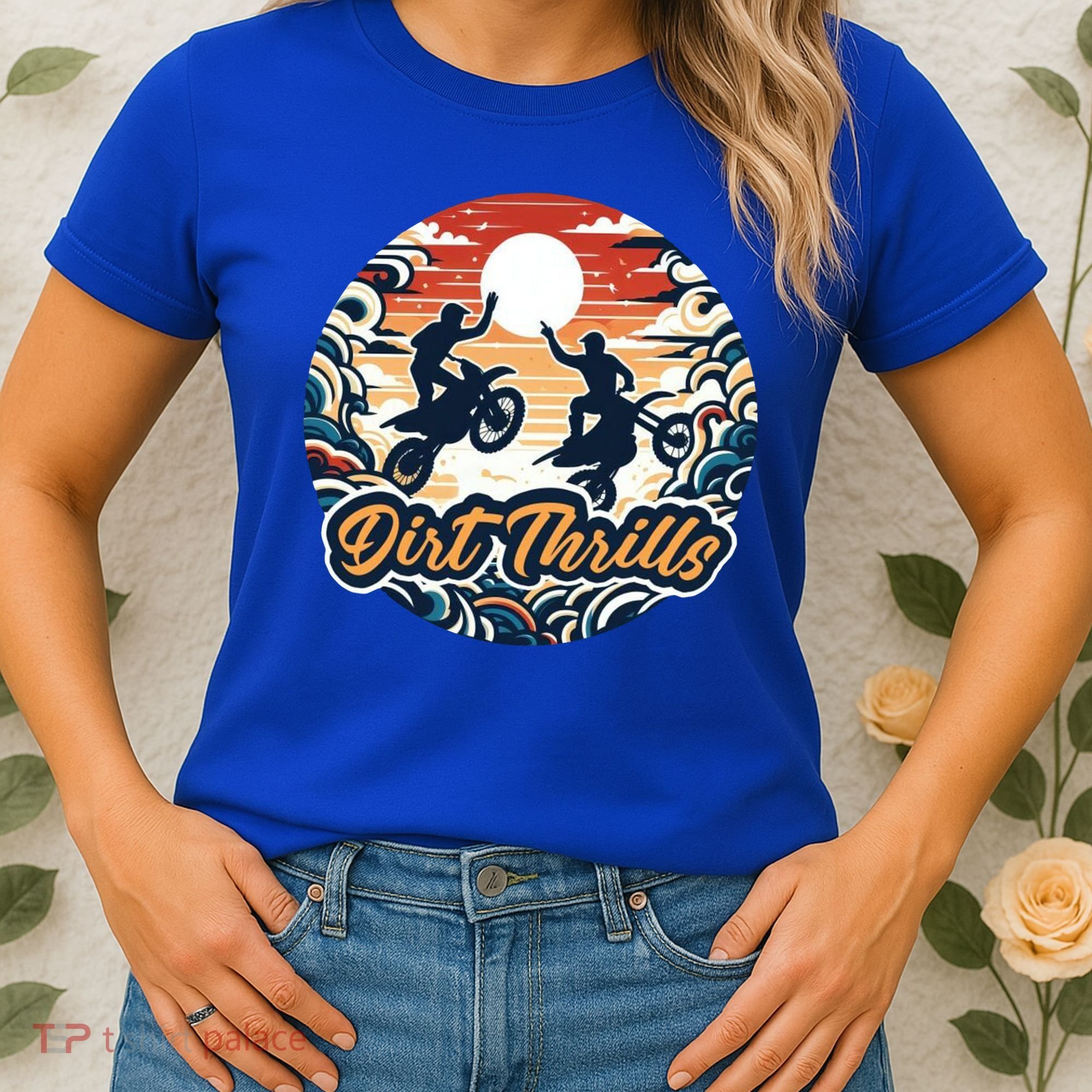 Dirt Thrills Retro Sunset Motocross Women's T-Shirt