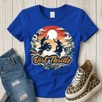 Dirt Thrills Retro Sunset Motocross Women's T-Shirt thumb 3