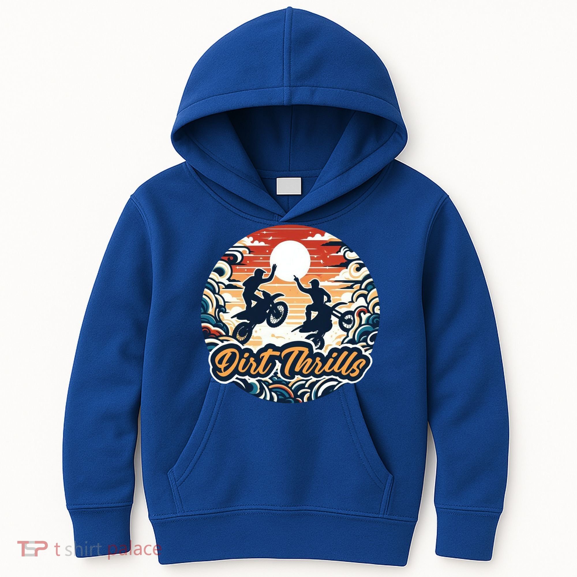 Dirt Thrills Retro Sunset Motocross Kids Hoodie