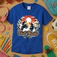 Dirt Thrills Retro Sunset Motocross Kids T-Shirt thumb 3