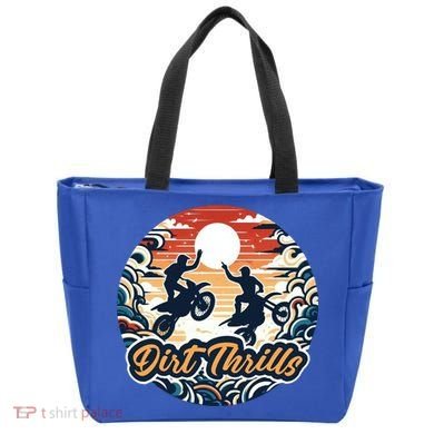 Dirt Thrills Retro Sunset Motocross Tote Bag