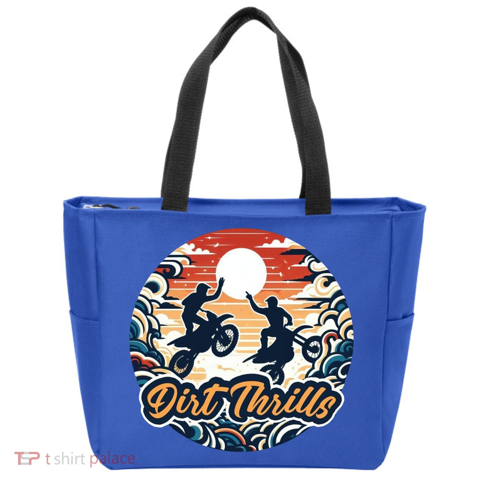 Dirt Thrills Retro Sunset Motocross Tote Bag