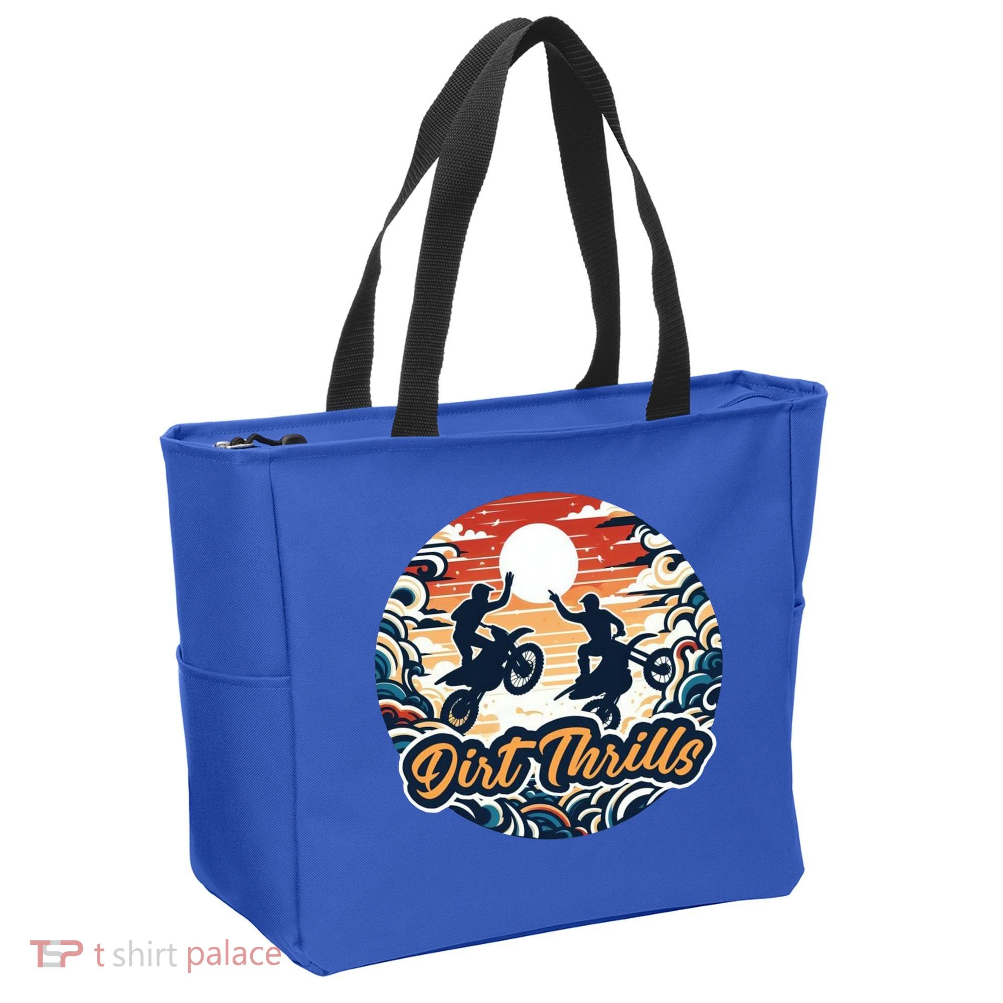 Dirt Thrills Retro Sunset Motocross Tote Bag