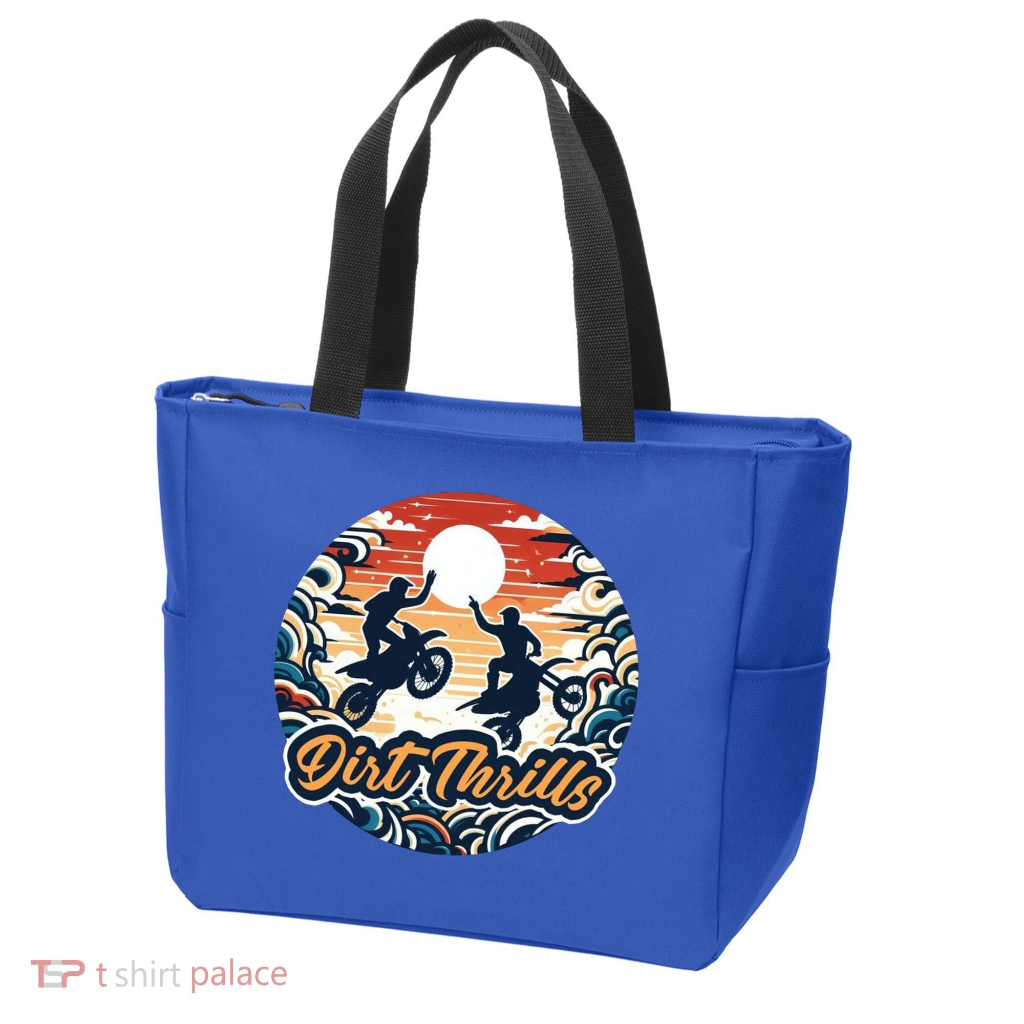 Dirt Thrills Retro Sunset Motocross Tote Bag