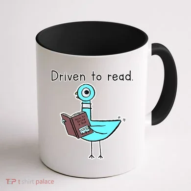Driven To Read Pigeon Library Reading Books Reader Coffee Mug back