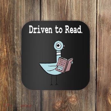 Driven To Read Pigeon Library Book Lover Coaster