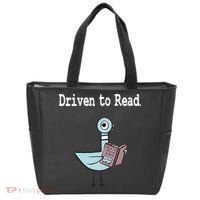 Driven To Read Pigeon Library Book Lover Tote Bag thumb 0