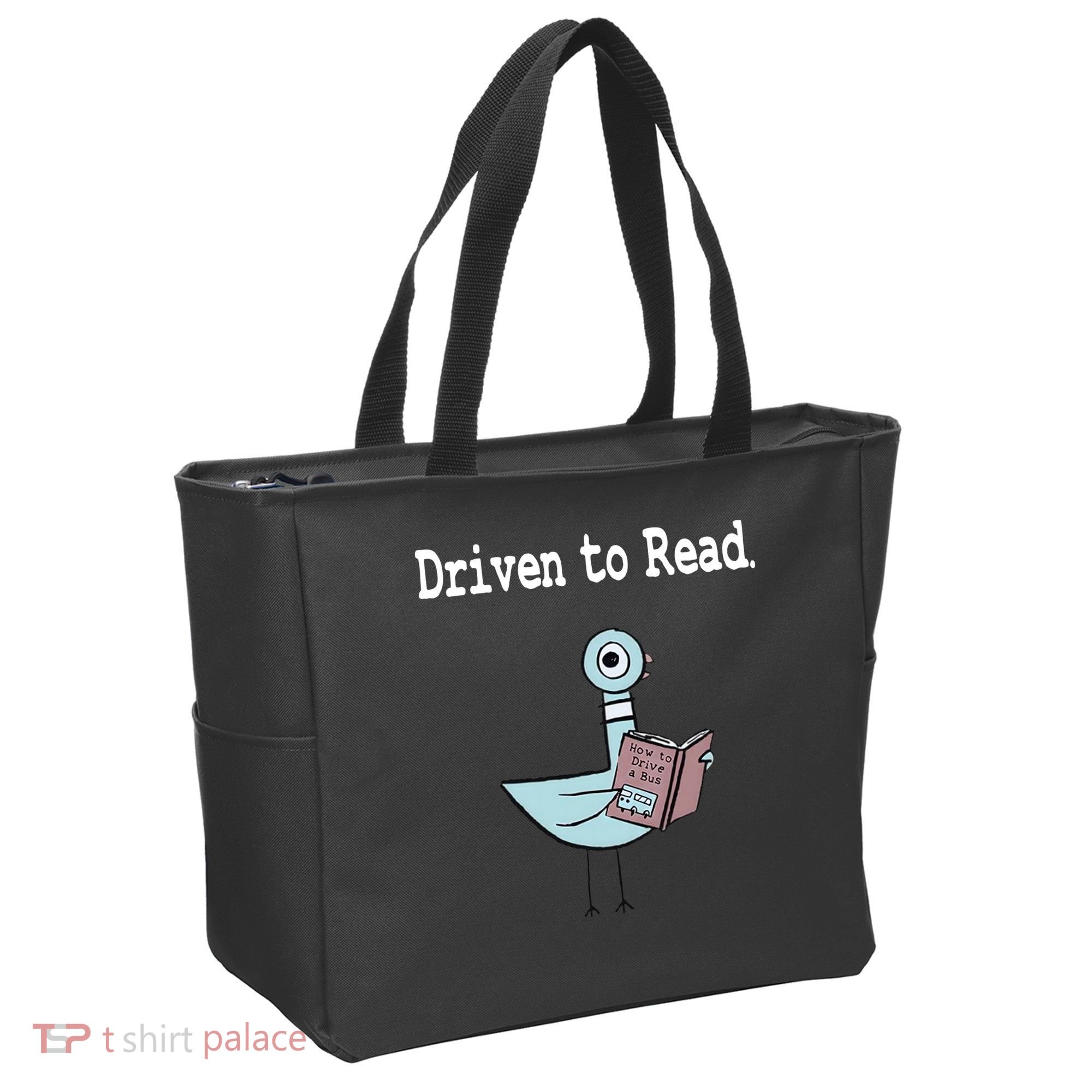 Driven To Read Pigeon Library Book Lover Tote Bag
