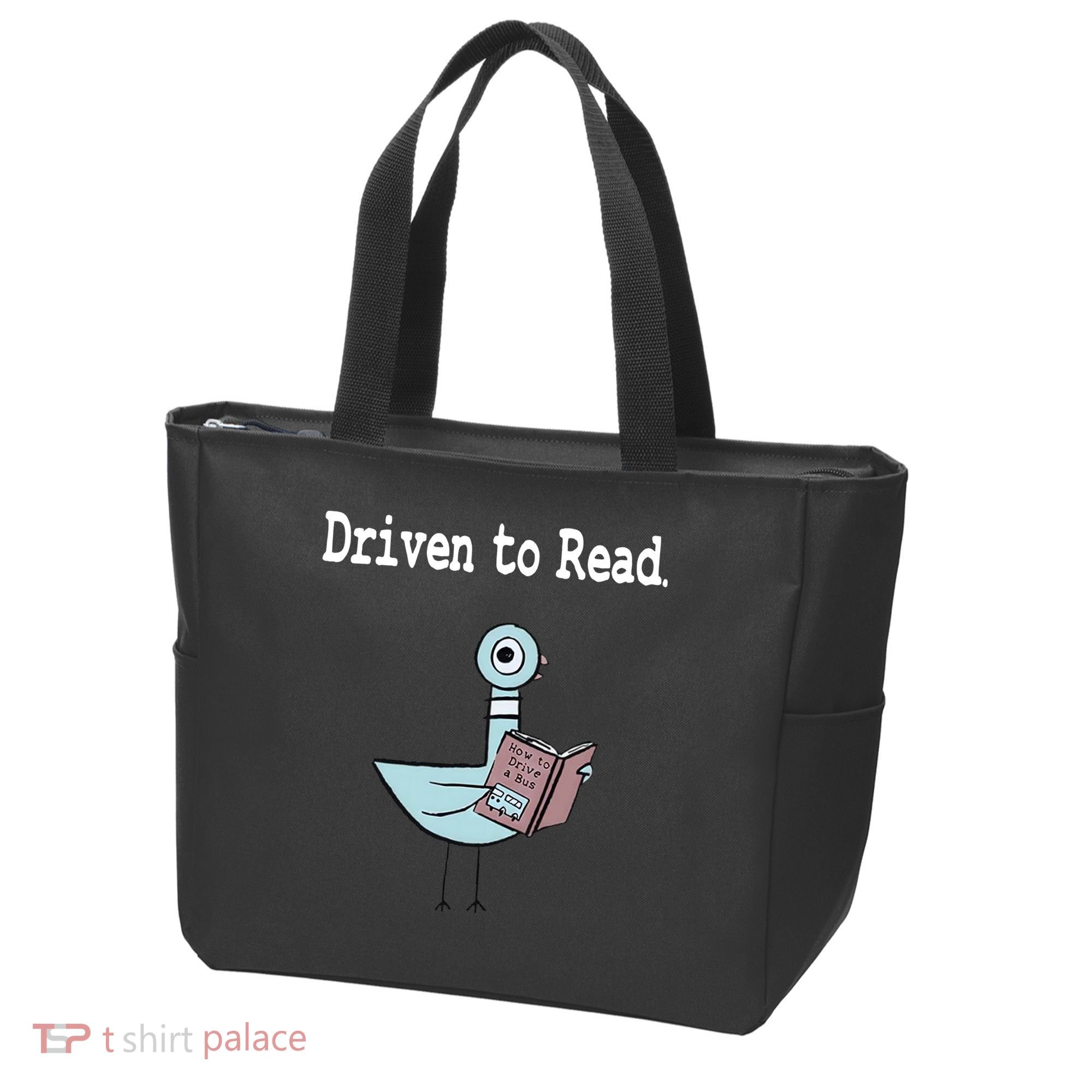 Driven To Read Pigeon Library Book Lover Tote Bag