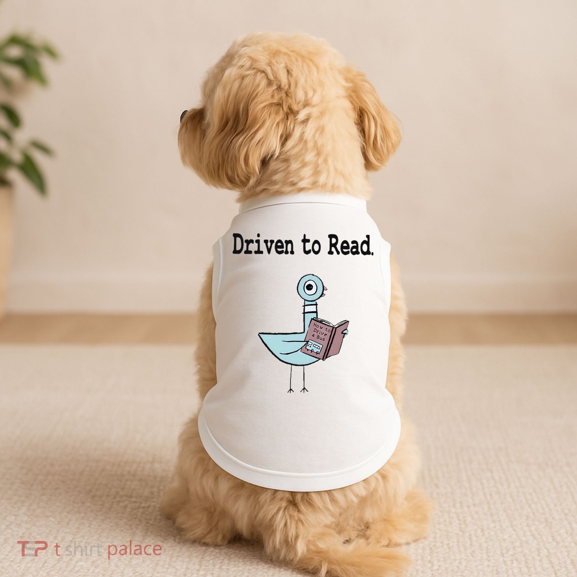 Driven To Read Pigeon Library Book Lover Doggie Tank