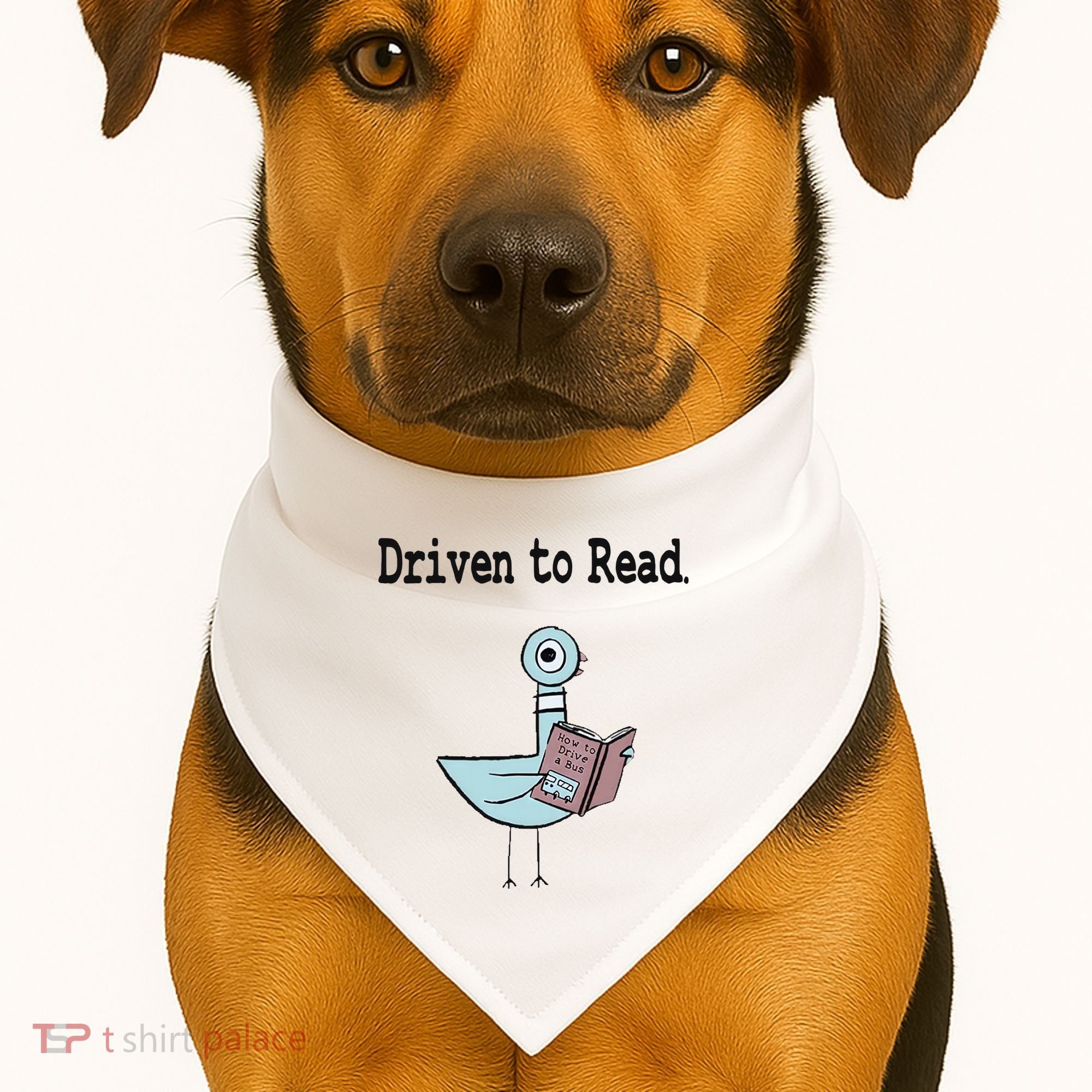 Driven To Read Pigeon Library Book Lover USA-Made Doggie Bandana