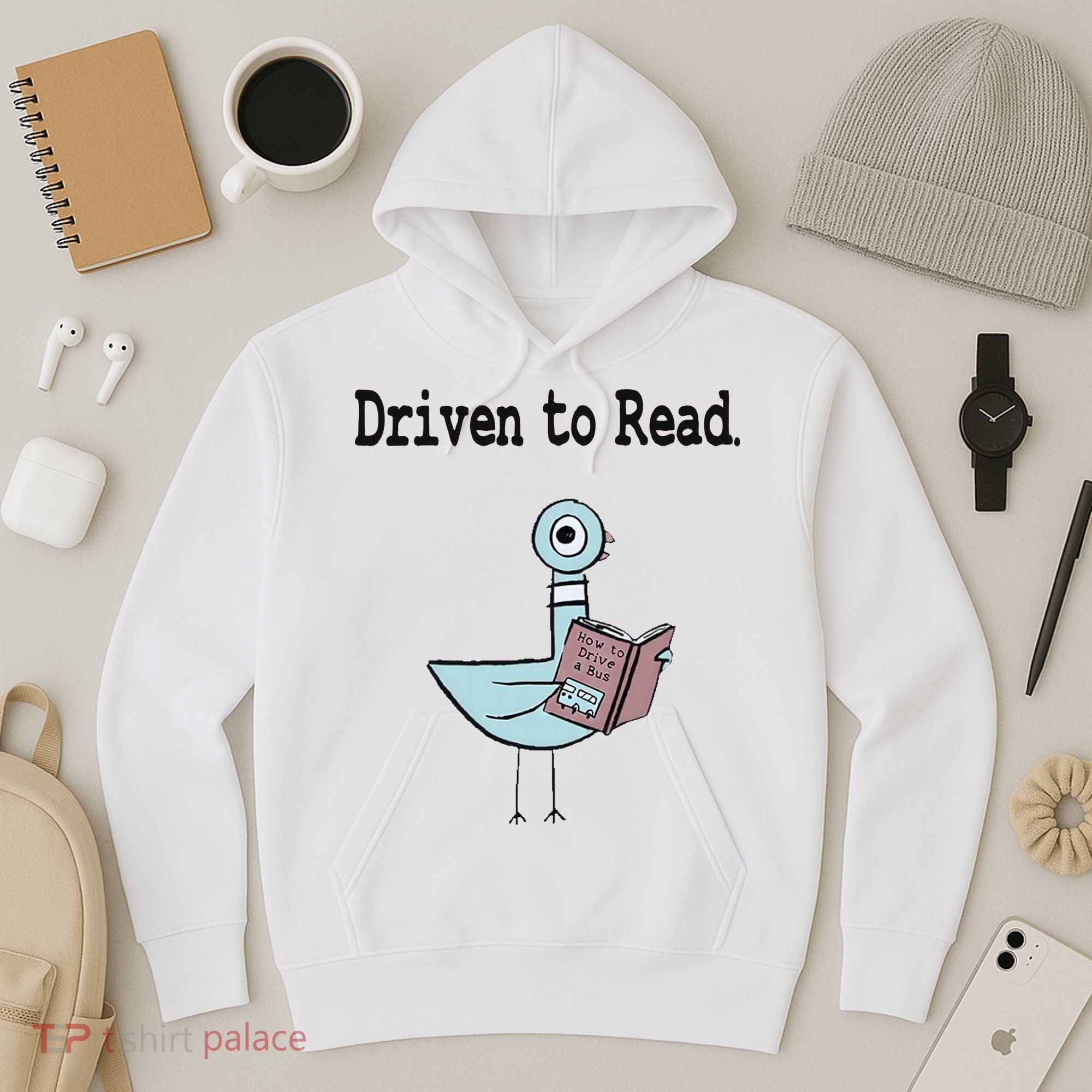 Driven To Read Pigeon Library Book Lover Hoodie