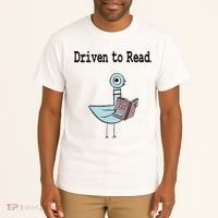 Driven To Read Pigeon Library Book Lover Tall T-Shirt thumb 2