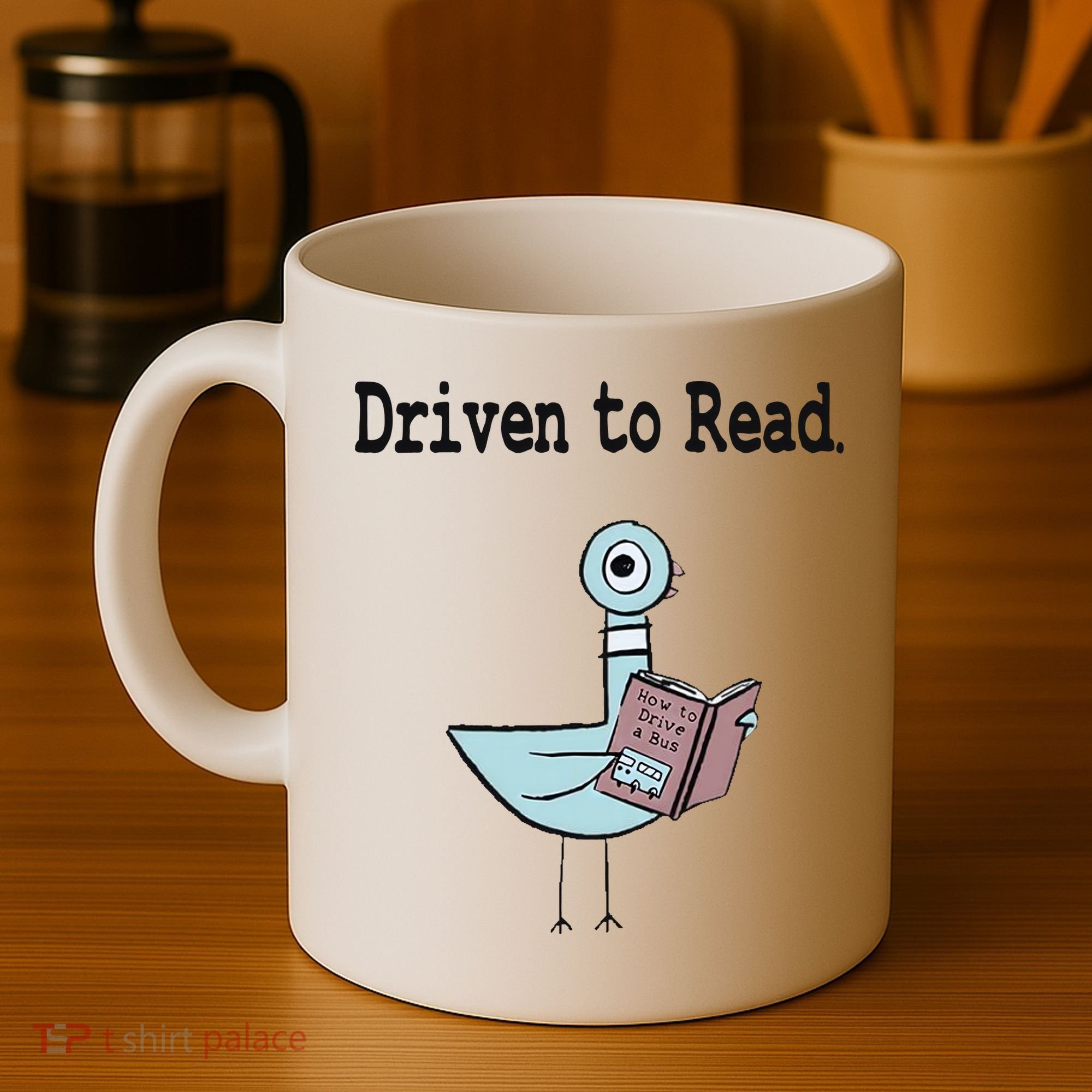 Driven To Read Pigeon Library Book Lover Coffee Mug